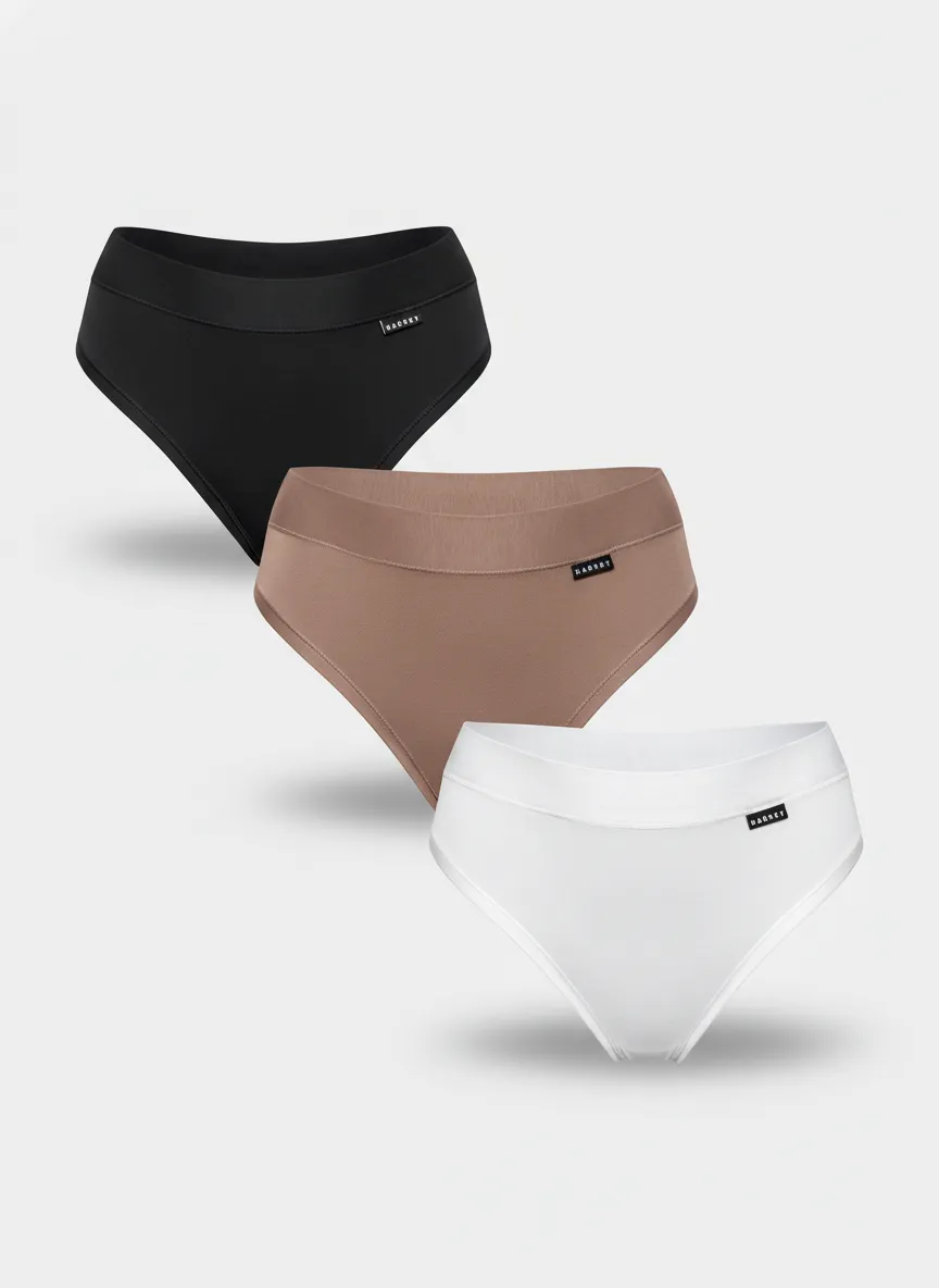 Комплект женские трусы слипы черный, белый, бежевый