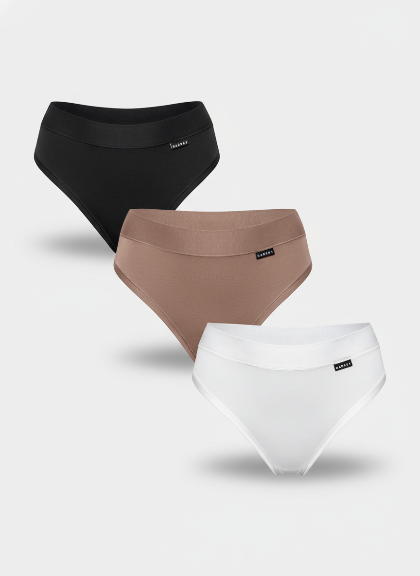 Комплект женские трусы слипы черный, белый, бежевый